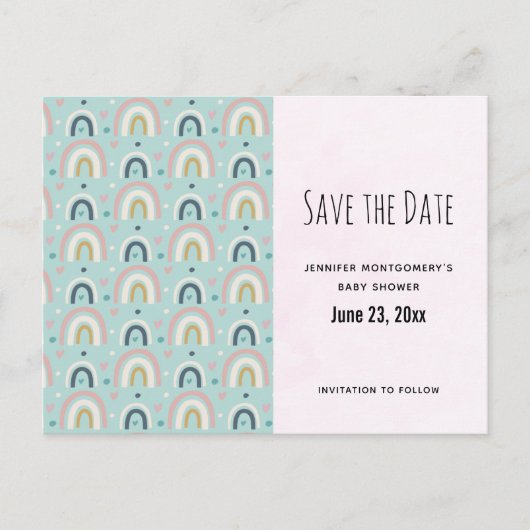 Cute Whimsical Rainbow Pattern Save the Date Uitnodiging Briefkaart (Voorkant)