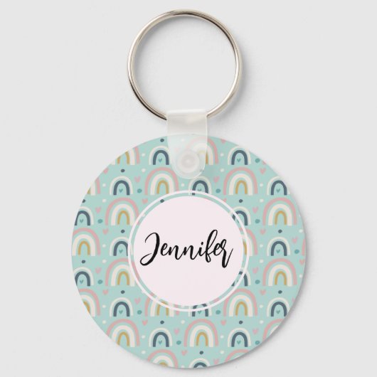 Cute Whimsical Rainbow Pattern Sleutelhanger (Voorkant)