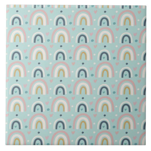 Cute Whimsical Rainbow Pattern Tegeltje (Voorkant)