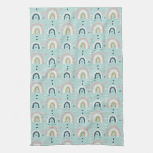 Cute Whimsical Rainbow Pattern Theedoek (Verticaal)