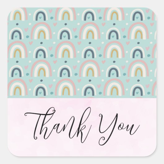 Cute Whimsical Rainbow Pattern Vierkante Sticker (Voorkant)