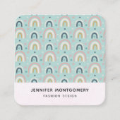 Cute Whimsical Rainbow Pattern Vierkante Visitekaartje (Voorkant)