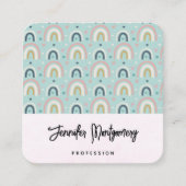 Cute Whimsical Rainbow Pattern Vierkante Visitekaartje (Voorkant)