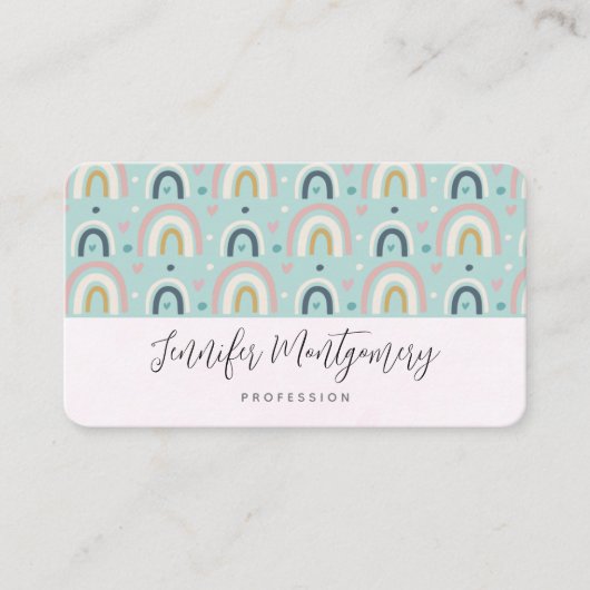 Cute Whimsical Rainbow Pattern Visitekaartje (Voorkant)