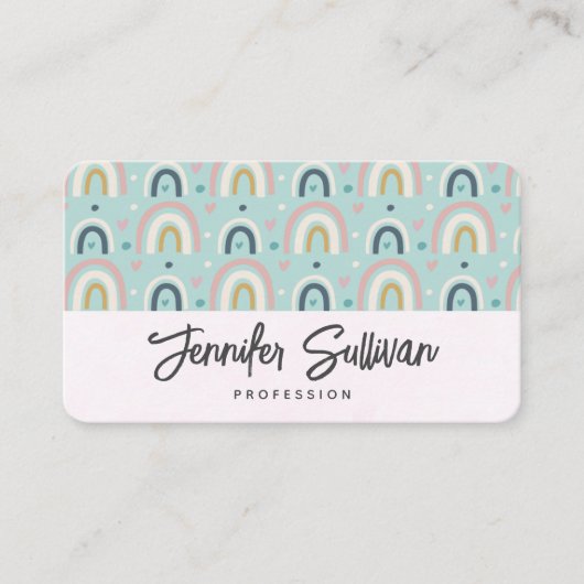 Cute Whimsical Rainbow Pattern Visitekaartje (Voorkant)