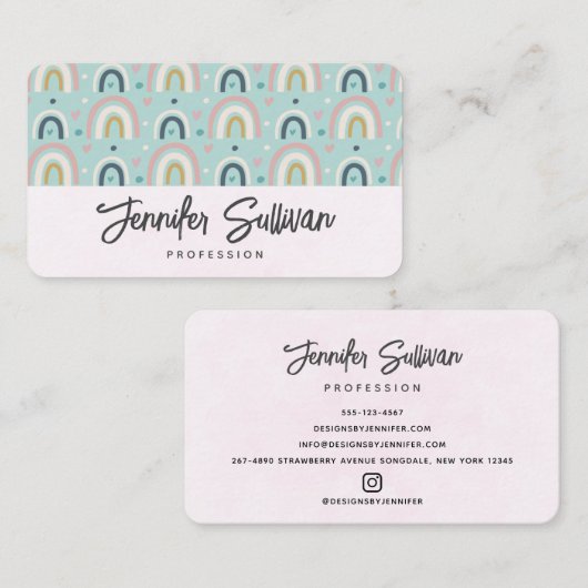 Cute Whimsical Rainbow Pattern Visitekaartje (Voorkant / Achterkant)
