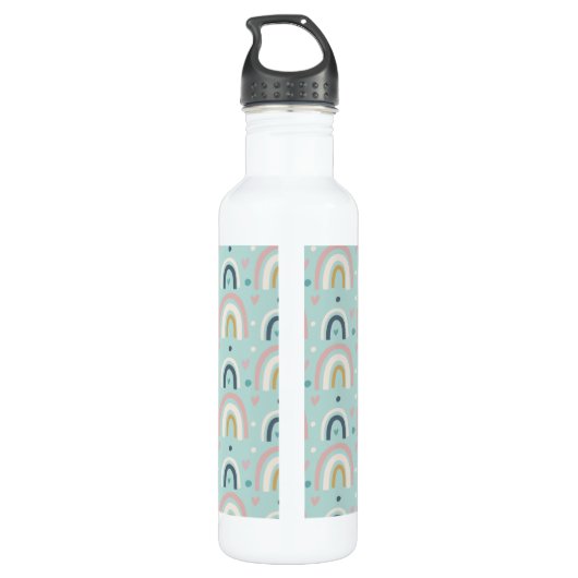 Cute Whimsical Rainbow Pattern Waterfles (Achterkant)