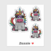 Cute Whimsical Rainbow Unicorn Glitter Sticker (Vel)