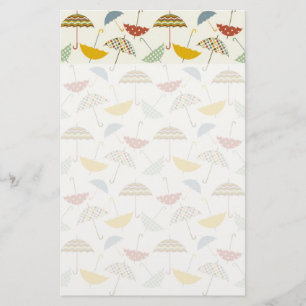 Cute Whimsical Rainy Day Umbrella Pattern Briefpapier