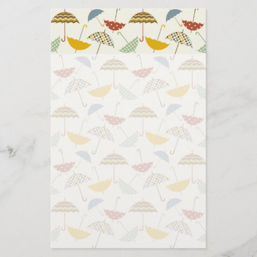 Cute Whimsical Rainy Day Umbrella Pattern Briefpapier (Voorkant)