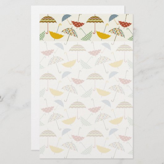 Cute Whimsical Rainy Day Umbrella Pattern Briefpapier (Voorkant / Achterkant)