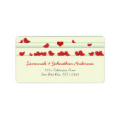 Cute Whimsical Red Birds Adresetiketten Etiket (Voorkant)