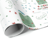 Cute Whimsical Red en Green Kerstmis Pattern Cadeaupapier (Rol Hoek)
