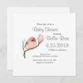 Cute Whimsical Redpoll Bird Baby shower Invitation Kaart (Voorkant / Achterkant)