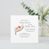Cute Whimsical Redpoll Bird Baby shower Invitation Kaart (Staand voorkant)