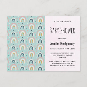 Cute Whimsical Regenboog Patroon Baby Shower Uitnodiging Briefkaart