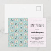 Cute Whimsical Regenboog Patroon Baby Shower Uitnodiging Briefkaart (Voorkant / Achterkant)