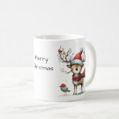 Cute Whimsical Reindeer Merry Kerstmis Koffiemok (Voorkant rechts)