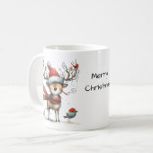 Cute Whimsical Reindeer Merry Kerstmis Koffiemok (Voorkant links)