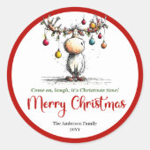 Cute whimsical reindeer sticker holiday lights (Voorkant)
