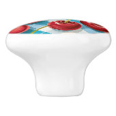 Cute Whimsical Retro Mid-Century Cherries & Plaid Keramische Knop (Zijkant)