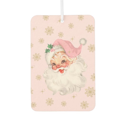 Cute Whimsical Retro Pink Santa Christmas Pattern Luchtverfrisser (Voorkant)