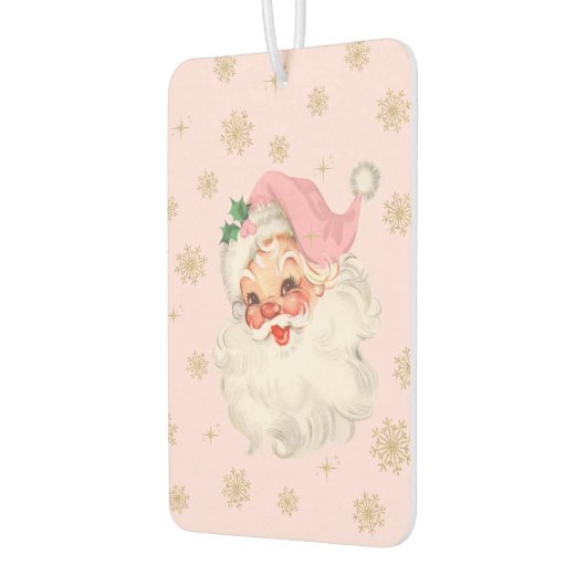 Cute Whimsical Retro Pink Santa Christmas Pattern Luchtverfrisser (Links)