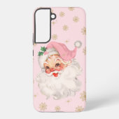 Cute Whimsical Retro Pink Santa Christmas Pattern Samsung Galaxy Hoesje (Achterkant)