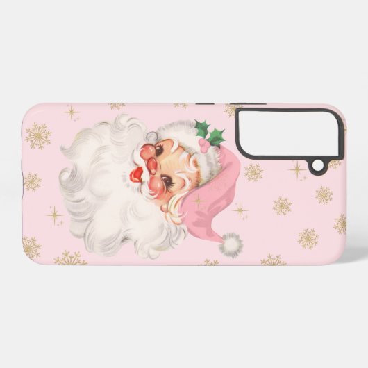 Cute Whimsical Retro Pink Santa Christmas Pattern Samsung Galaxy Hoesje (Achterkant horizontaal)