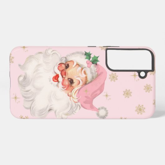 Cute Whimsical Retro Pink Santa Christmas Pattern Samsung Galaxy Hoesje (Achterkant horizontaal)