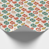 Cute Whimsical Retro Scandinavian Kerstmis Cadeaupapier (Hoek)