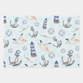 Cute Whimsical Sailor Bear Nautical Gift Wrap Inpakpapier Vel (Voorkant 3)