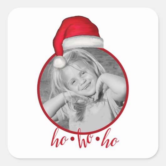 Cute Whimsical Santa Holiday-kerstfoto Vierkante Sticker (Voorkant)