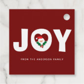 Cute Whimsical Santa & Holly Berries Kerstfeest Jo Bedankjes Labels (Achterkant)