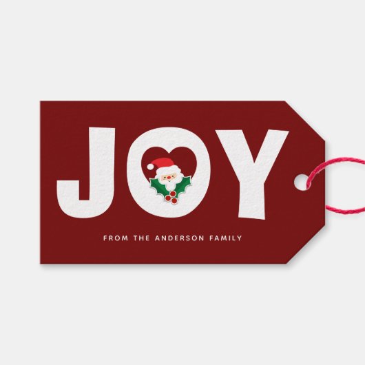 Cute Whimsical Santa & Holly Berries Kerstfeest Jo Cadeaulabel (Voorkant (Horizontaal))