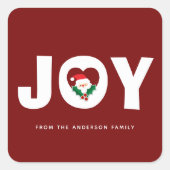 Cute Whimsical Santa & Holly Berries Kerstfeest Jo Vierkante Sticker (Voorkant)