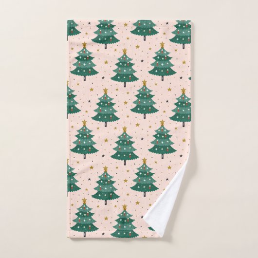 Cute Whimsical  Scandinavian Kerstroze Bad Handdoek (Handdoek)