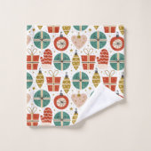 Cute Whimsical  Scandinavian Kerstroze Bad Handdoek (Wasdoekje)