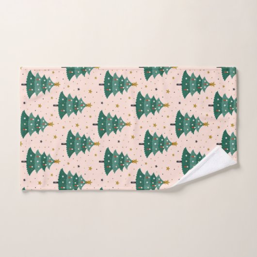 Cute Whimsical  Scandinavian Kerstroze Bad Handdoek (Handdoek)