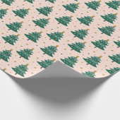 Cute Whimsical Scandinavian Kerstroze Cadeaupapier (Hoek)