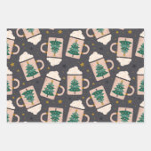 Cute Whimsical  Scandinavian Kerstroze Inpakpapier Vel (Voorkant 3)