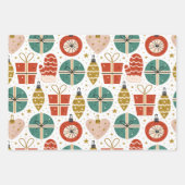 Cute Whimsical  Scandinavian Kerstroze Inpakpapier Vel (Voorkant 2)