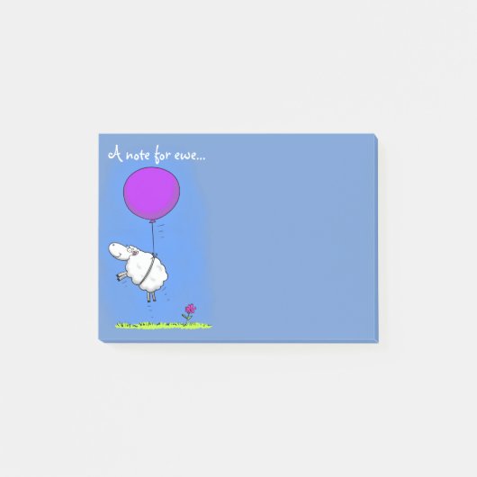Cute whimsical schaap cartoon post it notes (Voorkant)