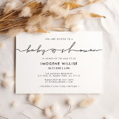 Cute whimsical script Baby shower Kaart