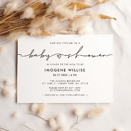 Cute whimsical script Baby shower Kaart