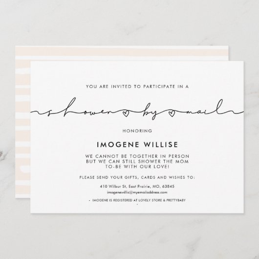 Cute whimsical script baby shower per post kaart (Voorkant / Achterkant)