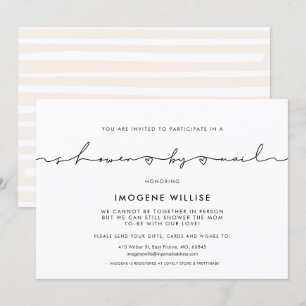 Cute whimsical script baby shower per post kaart