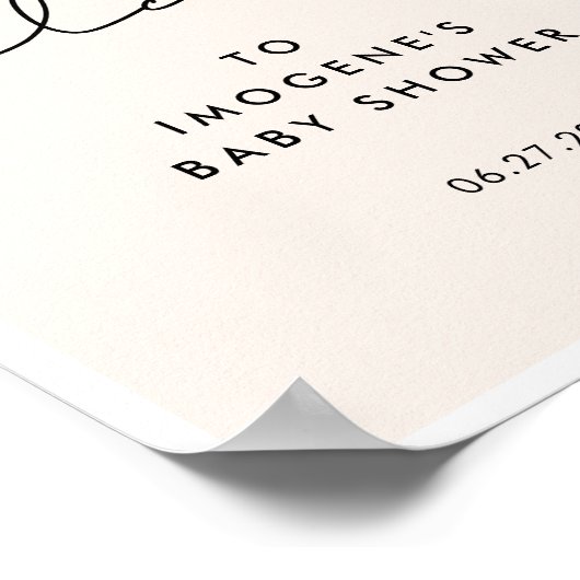 Cute whimsical script Baby shower Welcome Poster (Hoek)