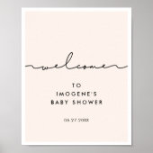 Cute whimsical script Baby shower Welcome Poster (Voorkant)