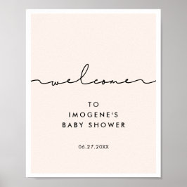 Cute whimsical script Baby shower Welcome Poster